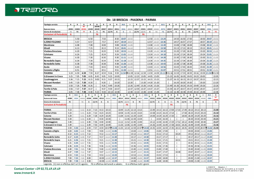 Avviso Trenord - Nuovi orari a partire dal 9 dicembre 2018